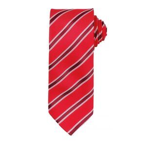 Premier Mens Waffle Stripe Formal Business Tie (Pack of 2) / Red/ Burgundy